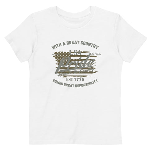 With A Great Country Comes Great Responsibility Organic cotton kids t-shirt - Mainstream Freedom