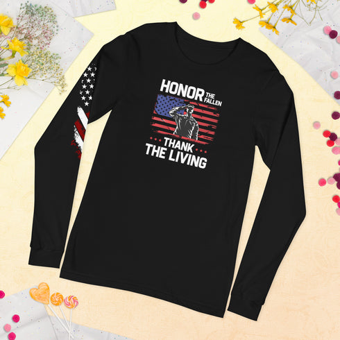Honor The Fallen Thank The Living Unisex Long Sleeve Tee - Mainstream Freedom