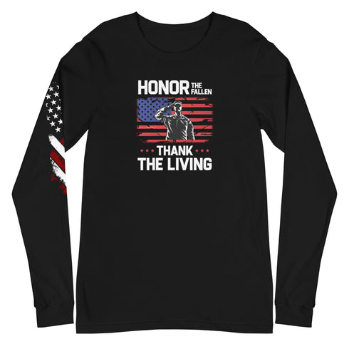 Honor The Fallen Thank The Living Unisex Long Sleeve Tee - Mainstream Freedom