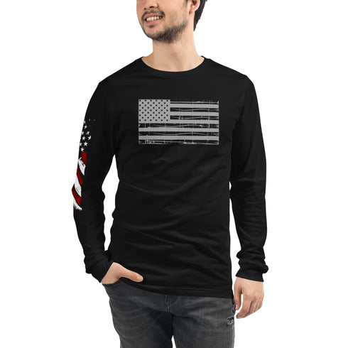 Grunge American Flag Unisex Long Sleeve Tee - Mainstream Freedom