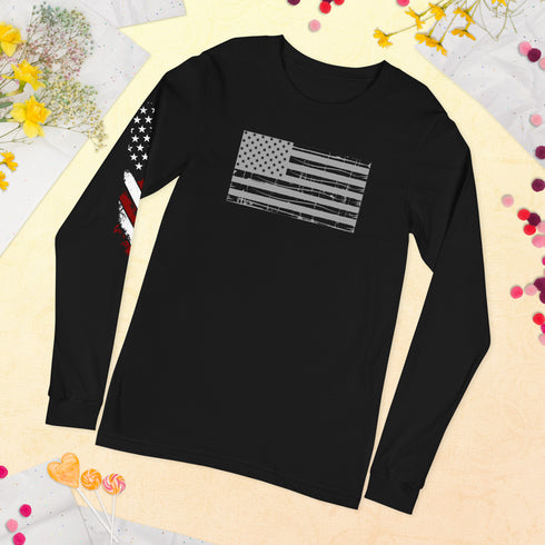 Grunge American Flag Unisex Long Sleeve Tee - Mainstream Freedom