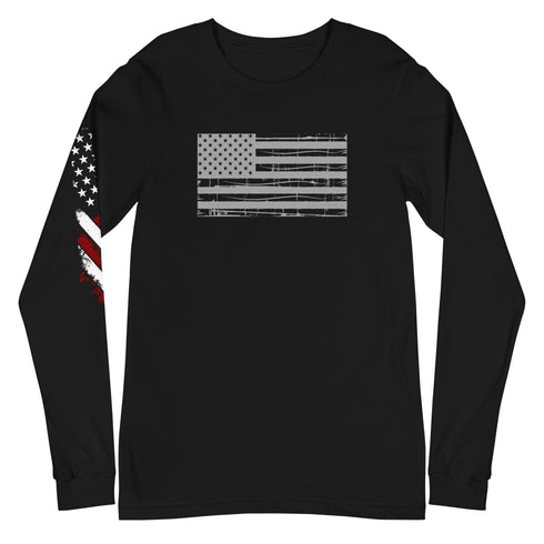 Grunge American Flag Unisex Long Sleeve Tee - Mainstream Freedom