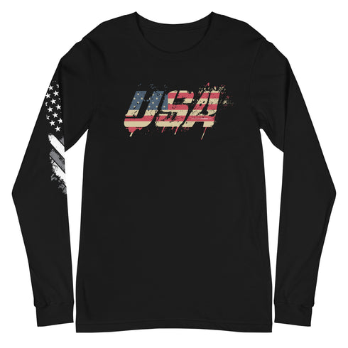 USA Grunge Unisex Long Sleeve Tee - Mainstream Freedom