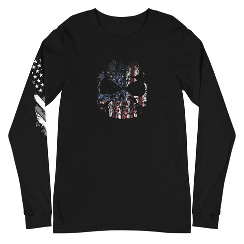 USA Skull Unisex Long Sleeve Tee - Mainstream Freedom