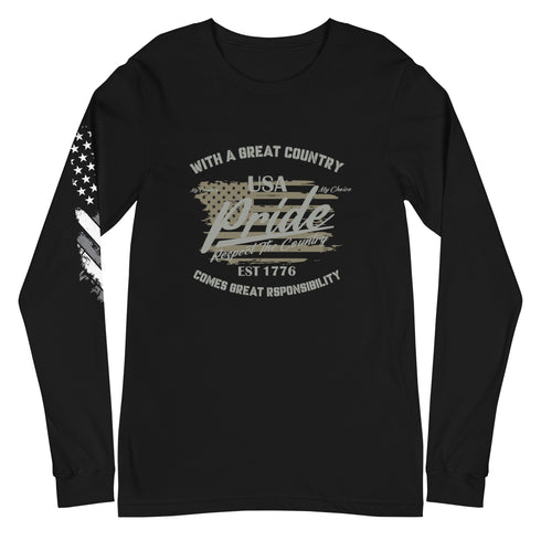 With A Great Country Comes Great Responsibility Unisex Long Sleeve Tee - Mainstream Freedom