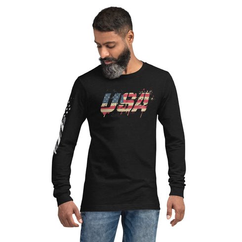 USA Grunge Unisex Long Sleeve Tee - Mainstream Freedom