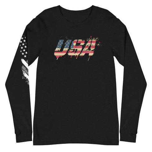 USA Grunge Unisex Long Sleeve Tee - Mainstream Freedom