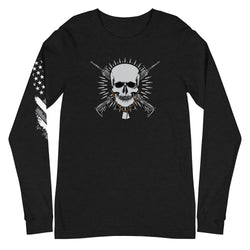 Skull with Guns and Bullets Unisex Long Sleeve Tee - Mainstream Freedom