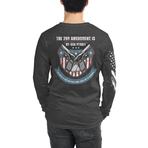 The 2nd Amendment Is My Gun Permit - The Right To Keep And Bear Arms, Shall Not Be Infringed Pro Guns Unisex Long Sleeve Tee - Mainstream Freedom