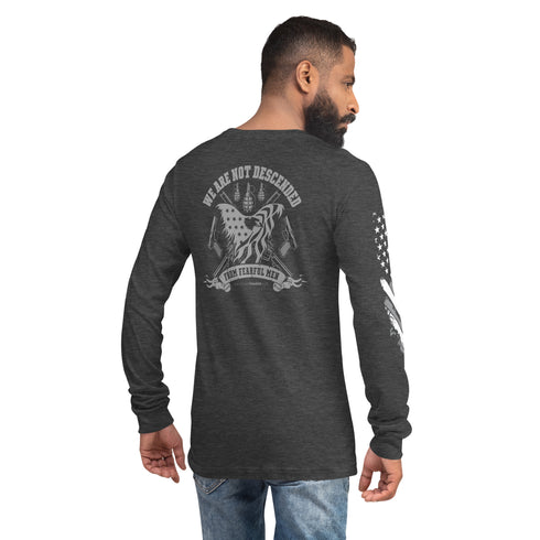 We Are Not Descended from Fearful Men Unisex Conservative Unisex Long Sleeve Tee (Back Design) - Mainstream Freedom