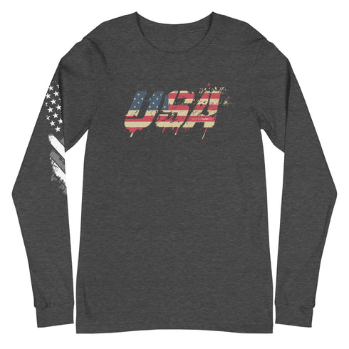 USA Grunge Unisex Long Sleeve Tee - Mainstream Freedom