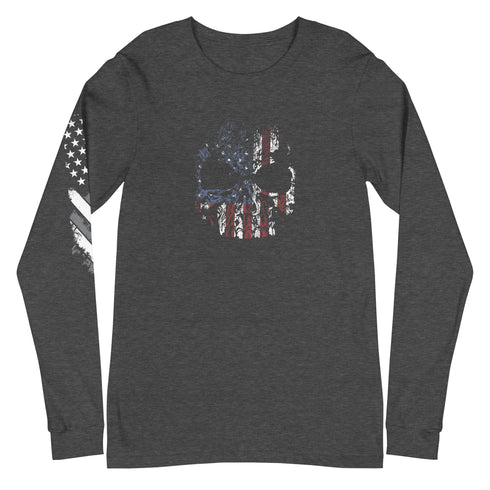 USA Skull Unisex Long Sleeve Tee - Mainstream Freedom