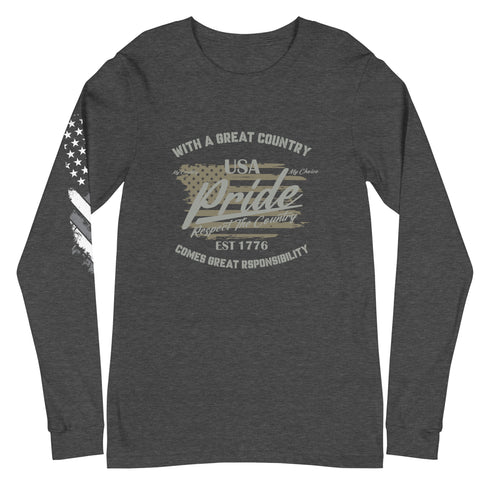 With A Great Country Comes Great Responsibility Unisex Long Sleeve Tee - Mainstream Freedom