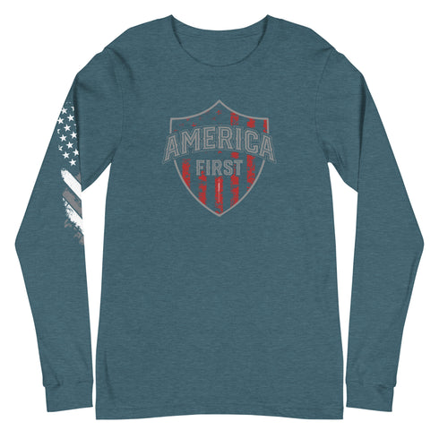 America First Unisex Long Sleeve Tee - Mainstream Freedom