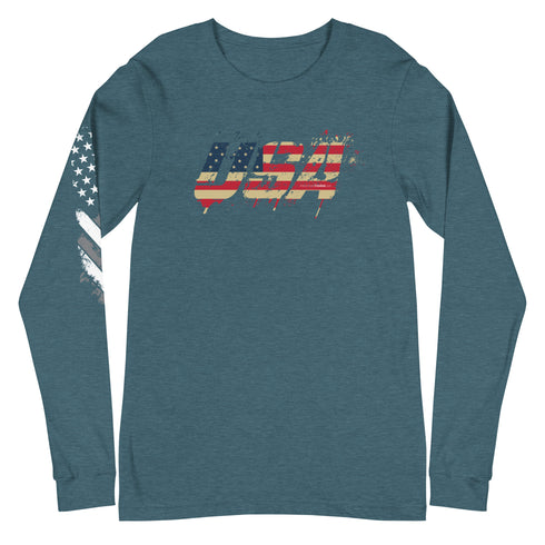 USA Grunge Unisex Long Sleeve Tee - Mainstream Freedom