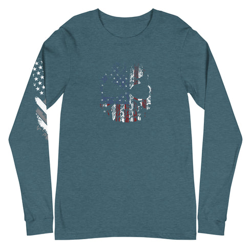 USA Skull Unisex Long Sleeve Tee - Mainstream Freedom