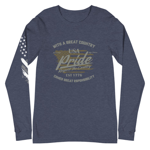 With A Great Country Comes Great Responsibility Unisex Long Sleeve Tee - Mainstream Freedom