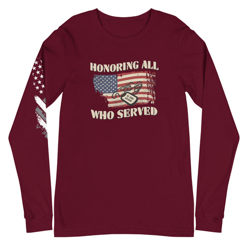 Honoring All Who Served Unisex Long Sleeve Tee - Mainstream Freedom
