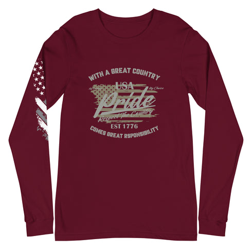 With A Great Country Comes Great Responsibility Unisex Long Sleeve Tee - Mainstream Freedom