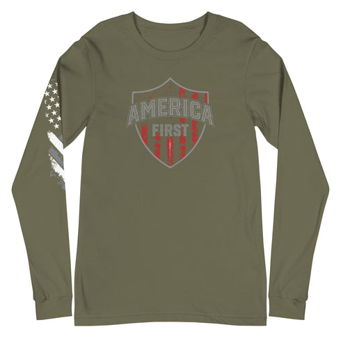 America First Unisex Long Sleeve Tee - Mainstream Freedom