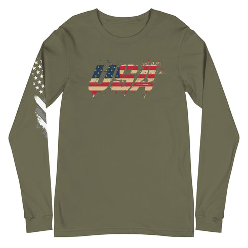 USA Grunge Unisex Long Sleeve Tee - Mainstream Freedom