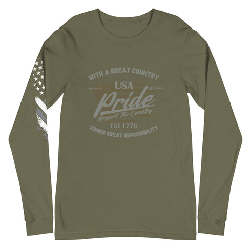 With A Great Country Comes Great Responsibility Unisex Long Sleeve Tee - Mainstream Freedom
