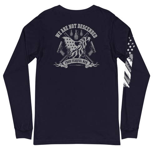 We Are Not Descended from Fearful Men Unisex Conservative Unisex Long Sleeve Tee (Back Design) - Mainstream Freedom