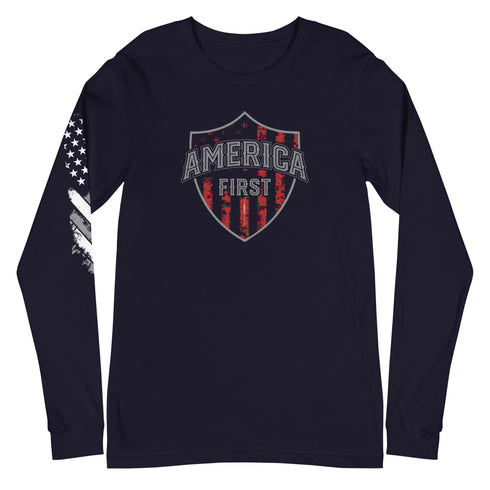 America First Unisex Long Sleeve Tee - Mainstream Freedom