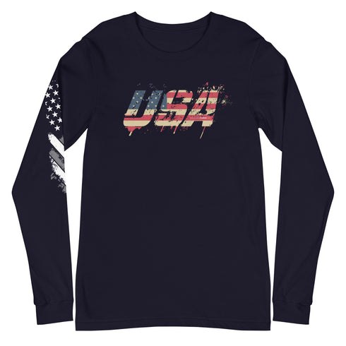 USA Grunge Unisex Long Sleeve Tee - Mainstream Freedom
