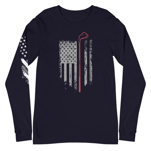 Grunge American Golfer Unisex Long Sleeve Tee - Mainstream Freedom