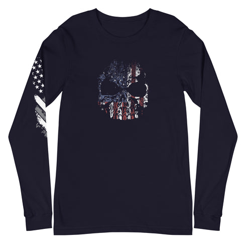 USA Skull Unisex Long Sleeve Tee - Mainstream Freedom