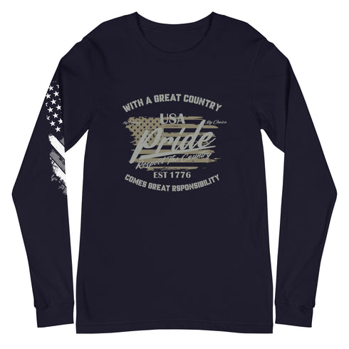 With A Great Country Comes Great Responsibility Unisex Long Sleeve Tee - Mainstream Freedom