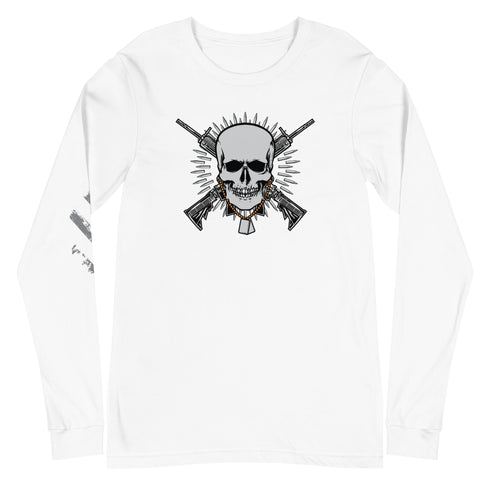 Skull with Guns and Bullets Unisex Long Sleeve Tee - Mainstream Freedom