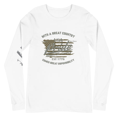With A Great Country Comes Great Responsibility Unisex Long Sleeve Tee - Mainstream Freedom