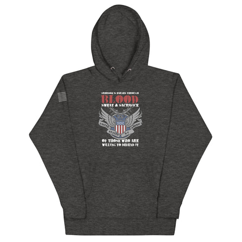 Freedom is Earned Through Blood Sweat & Sacrifice Of Those Who Are Willing To Defend It Unisex Hoodie - Mainstream Freedom