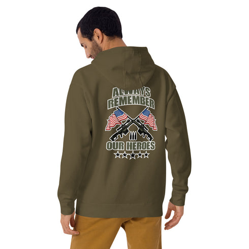 Always Remember Our Heroes (Back Print) Unisex Hoodie - Mainstream Freedom