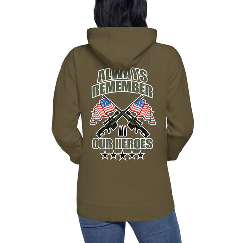Always Remember Our Heroes (Back Print) Unisex Hoodie - Mainstream Freedom
