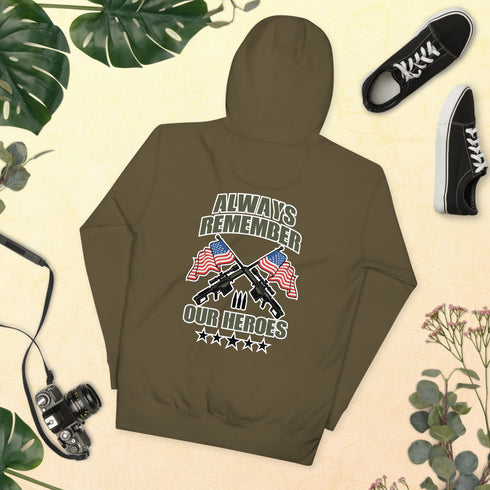 Always Remember Our Heroes (Back Print) Unisex Hoodie - Mainstream Freedom