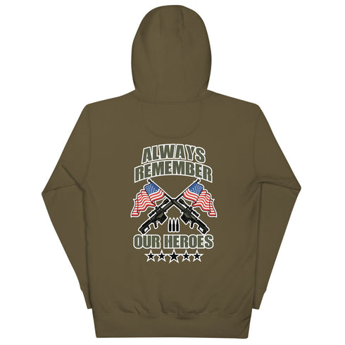 Always Remember Our Heroes (Back Print) Unisex Hoodie - Mainstream Freedom