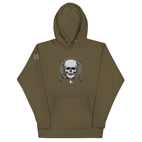 Skull with Guns and Bullets Unisex Hoodie - Mainstream Freedom