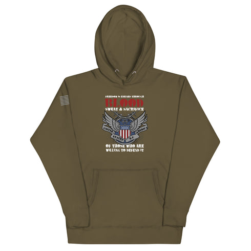 Freedom is Earned Through Blood Sweat & Sacrifice Of Those Who Are Willing To Defend It Unisex Hoodie - Mainstream Freedom