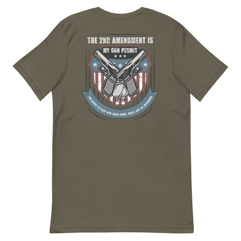 The 2nd Amendment Is My Gun Permit - The Right To Keep And Bear Arms, Shall Not Be Infringed Pro Guns t-shirt (Back) - Mainstream Freedom