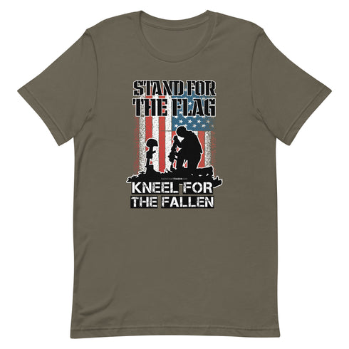 Stand For The Flag Kneel For The Fallen Short-sleeve unisex t-shirt - Mainstream Freedom