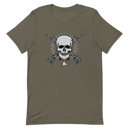 Skull with Guns and Bullets Unisex t-shirt - Mainstream Freedom