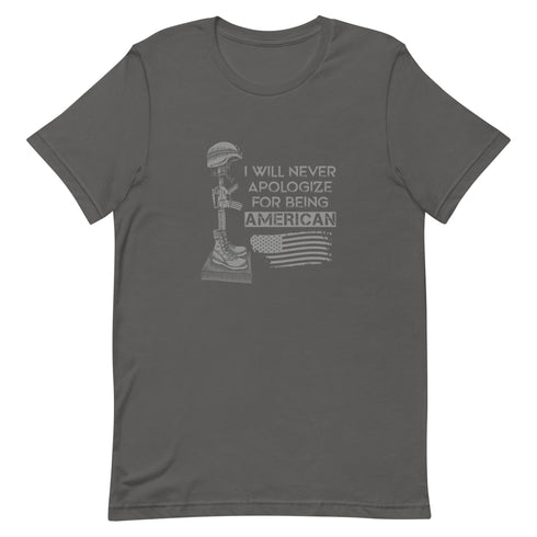 I Will Never Apologize For Being American Unisex t-shirt - Mainstream Freedom