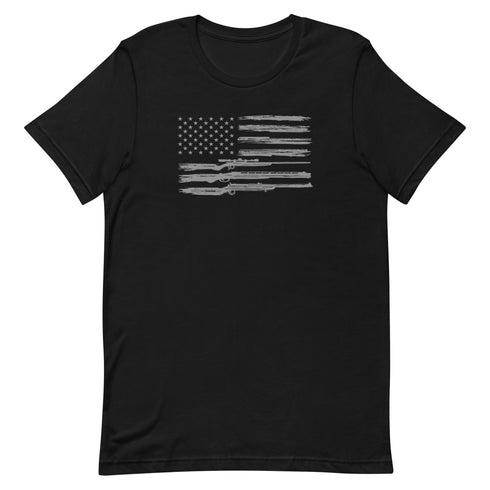 Grunge American Flag with Guns Unisex t-shirt - Mainstream Freedom