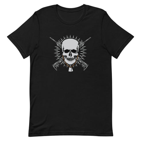 Skull with Guns and Bullets Unisex t-shirt - Mainstream Freedom