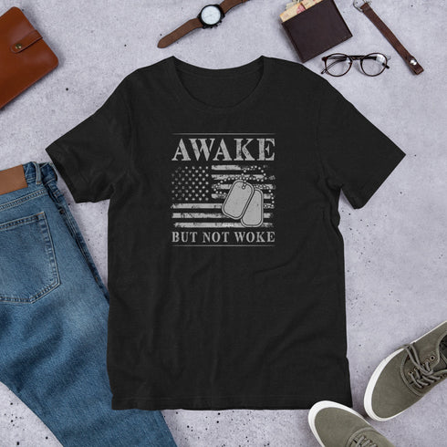Awake But Not Woke Unisex t-shirt - Mainstream Freedom
