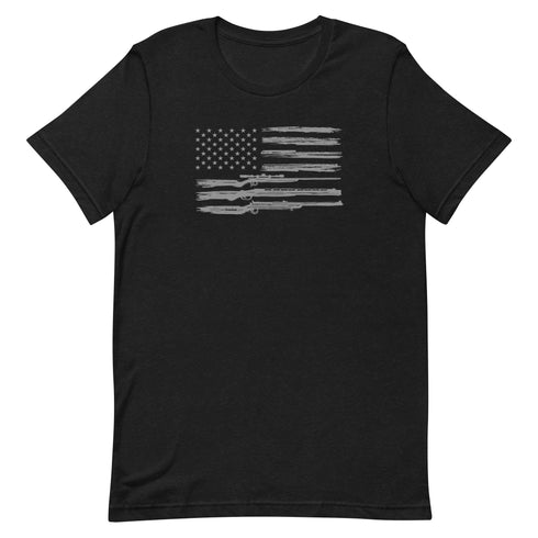 Grunge American Flag with Guns Unisex t-shirt - Mainstream Freedom