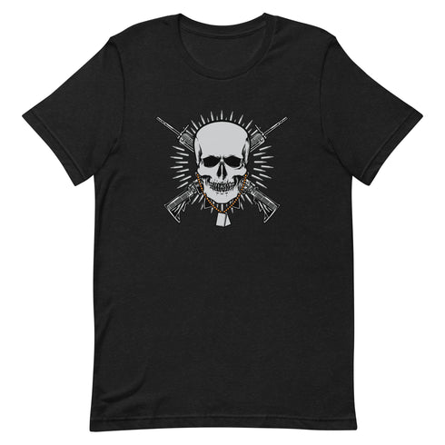 Skull with Guns and Bullets Unisex t-shirt - Mainstream Freedom